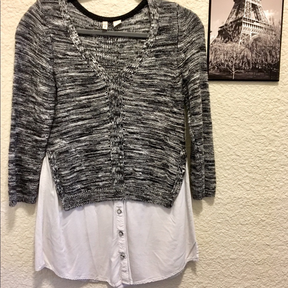 Layered Grey Sweater Anthropologie Moth Small